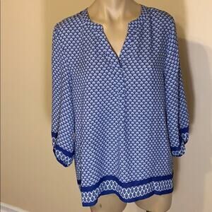 SALE Violet & Claire Navy Blue & White Long Sleeve Blouse Women's Size Small